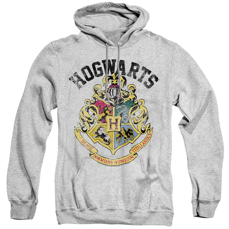 Trevco Harry Potter Hogwarts Crest Unisex Adult Pull-Over Hoodie, Athletic Heather, Small - Image 1